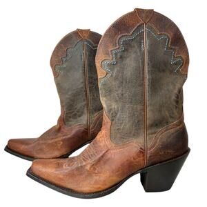 J.B.Dillon Western Cowgirl Boots 2.5" Heel in Brown Leather Women's 9B = Narrow